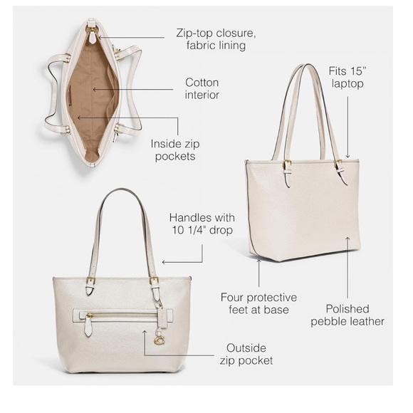 Coach Polished Pebble Leather Taylor Tote with C Dangle Charm - Picture 13 of 13